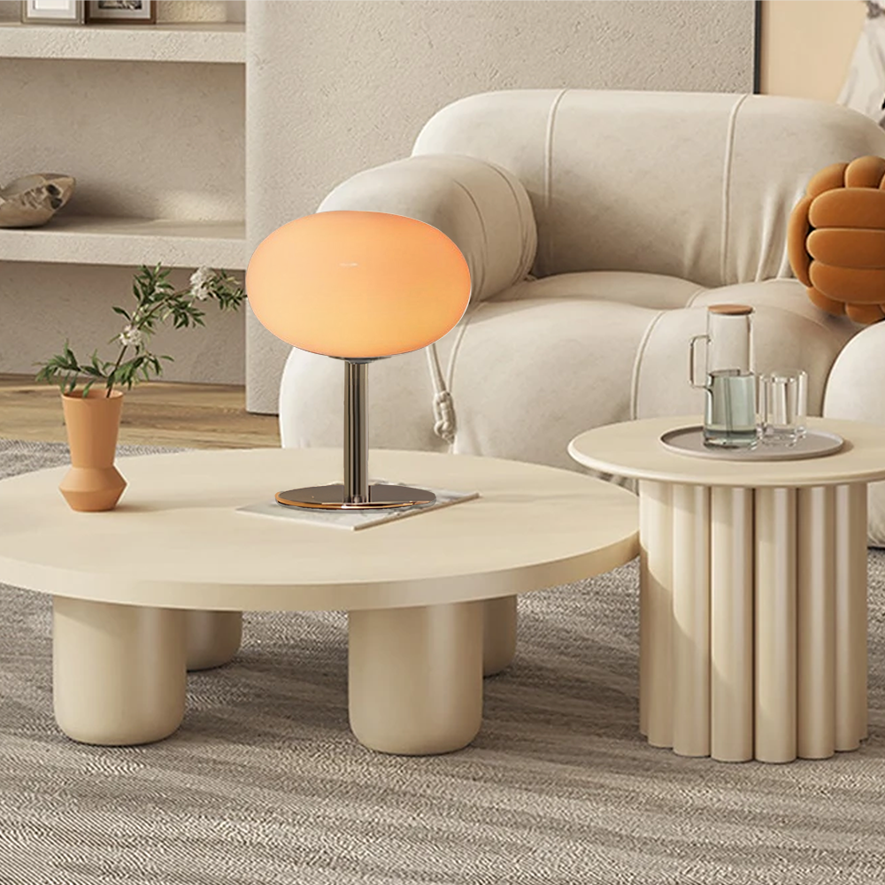 Glazen tafellamp Bauhaus met roze kap