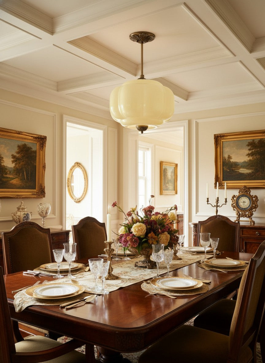 Lampa wisząca w kształcie dyni w stylu vintage, półpłaska, szklana