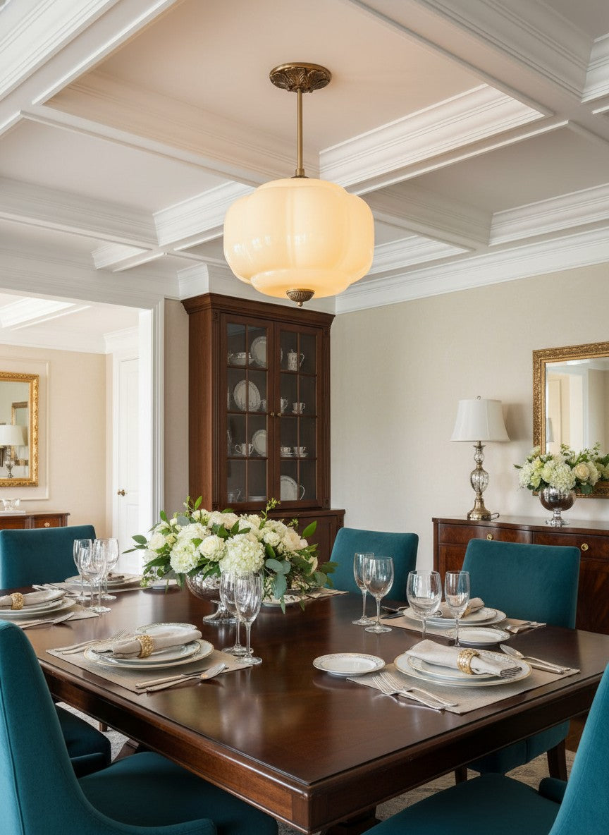 Lampa wisząca w kształcie dyni w stylu vintage, półpłaska, szklana