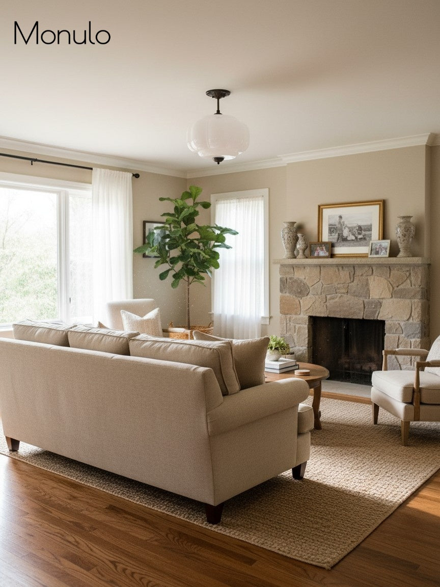 Lampa wisząca w kształcie dyni w stylu vintage, półpłaska, szklana