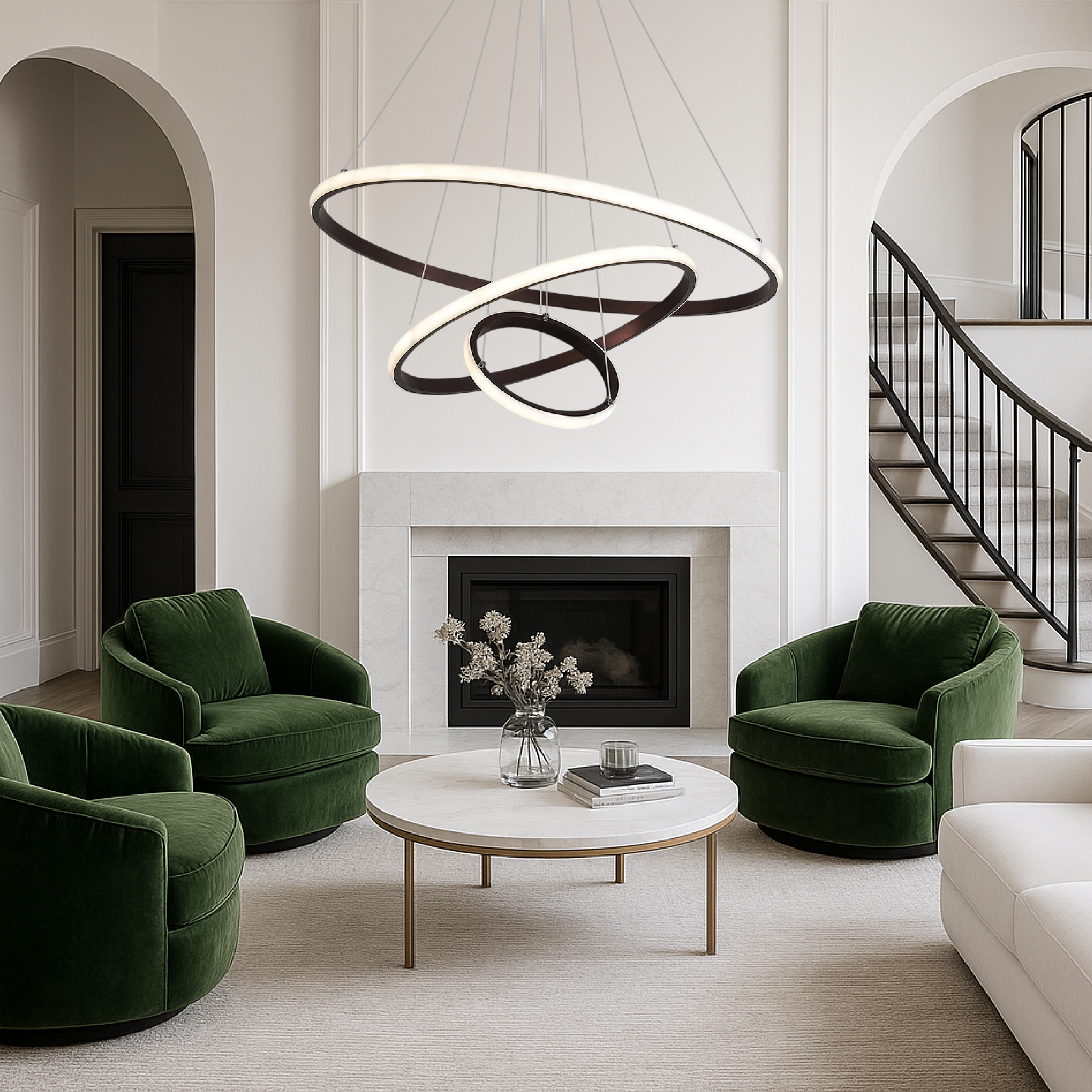 Trójwarstwowy nowoczesny żyrandol spiralny