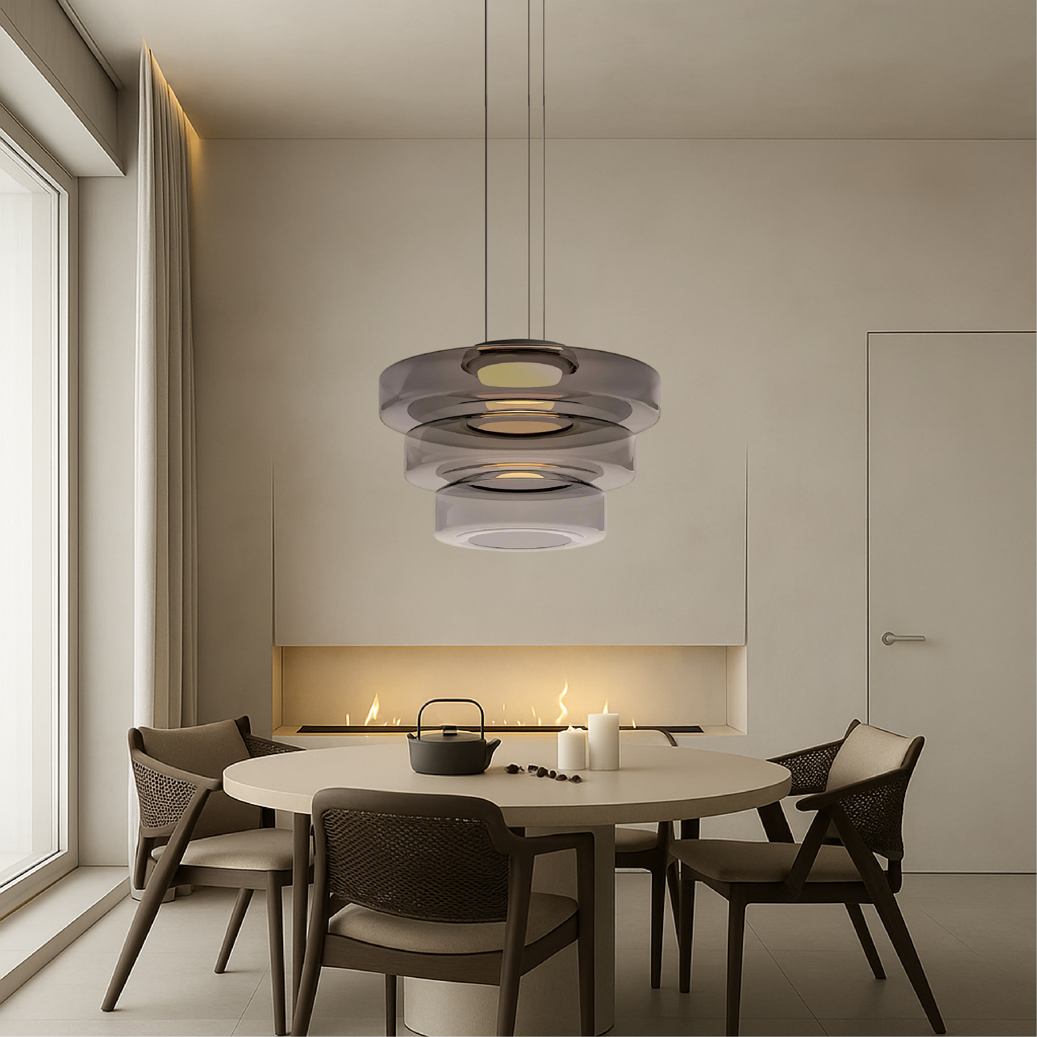 Duńska szklana lampa wisząca Bauhaus