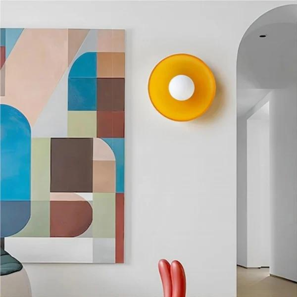 Lampe en verre à DEL en forme de disque pour mur ou plafond