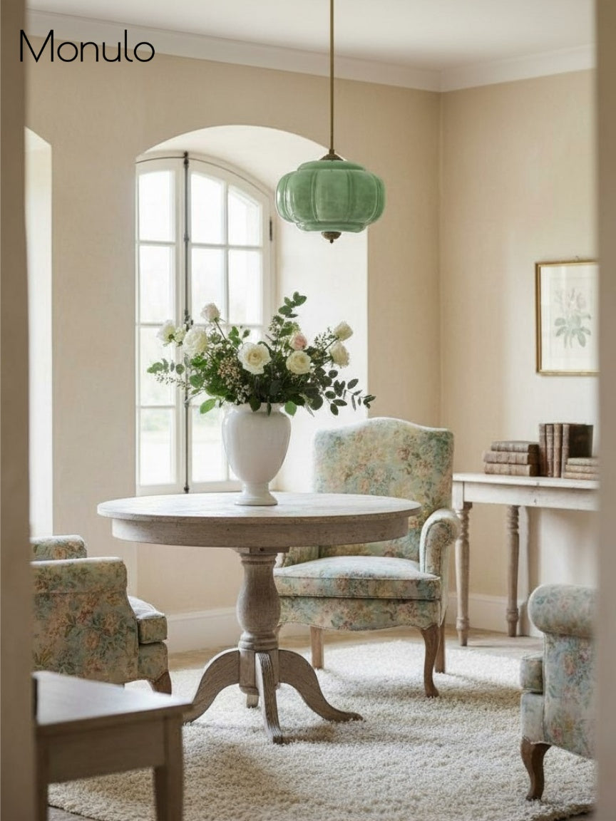 Lampa wisząca w kształcie dyni w stylu vintage, półpłaska, szklana