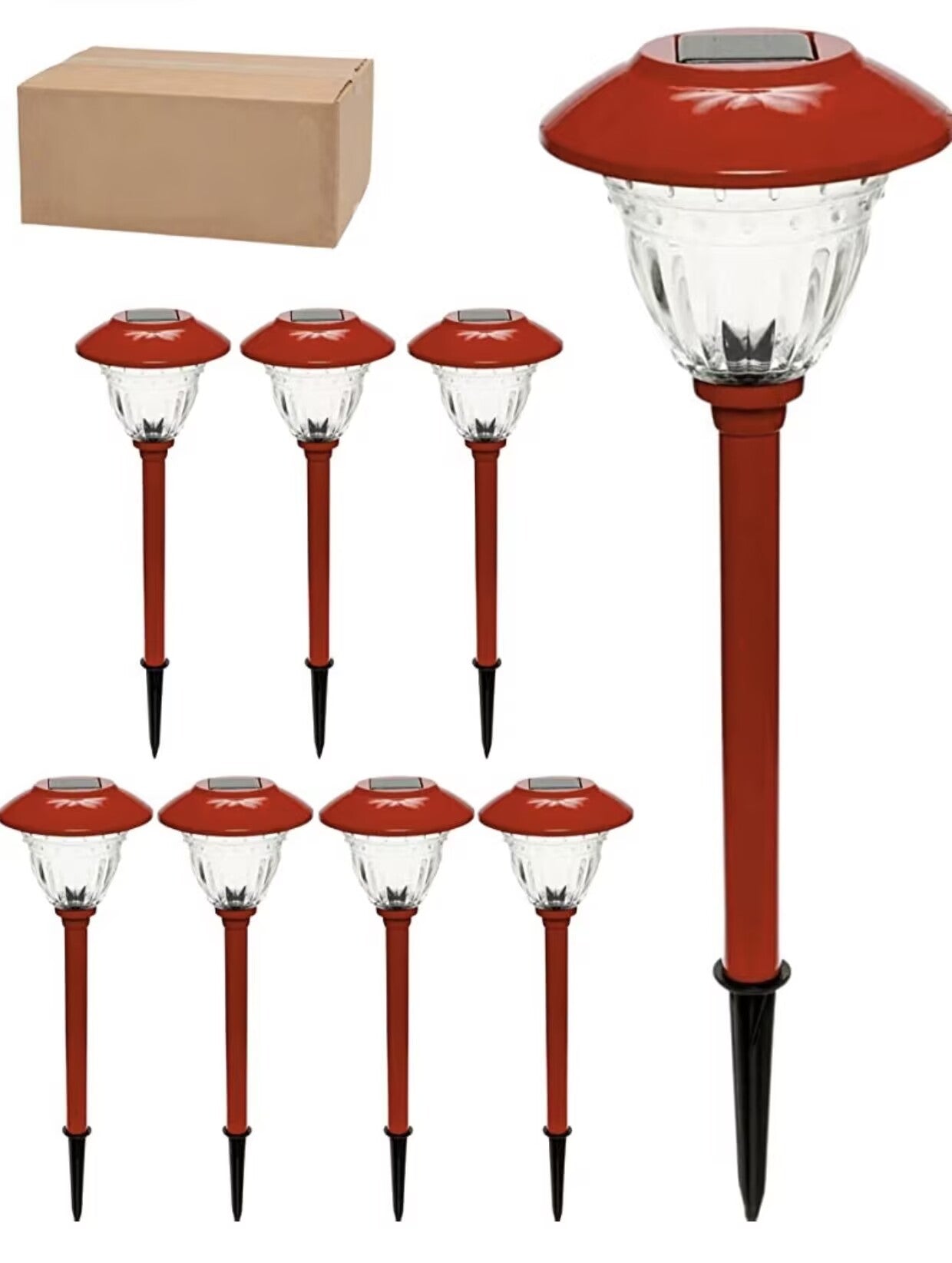 Ensemble solaire de 8 lampes de jardin en acier inoxydable