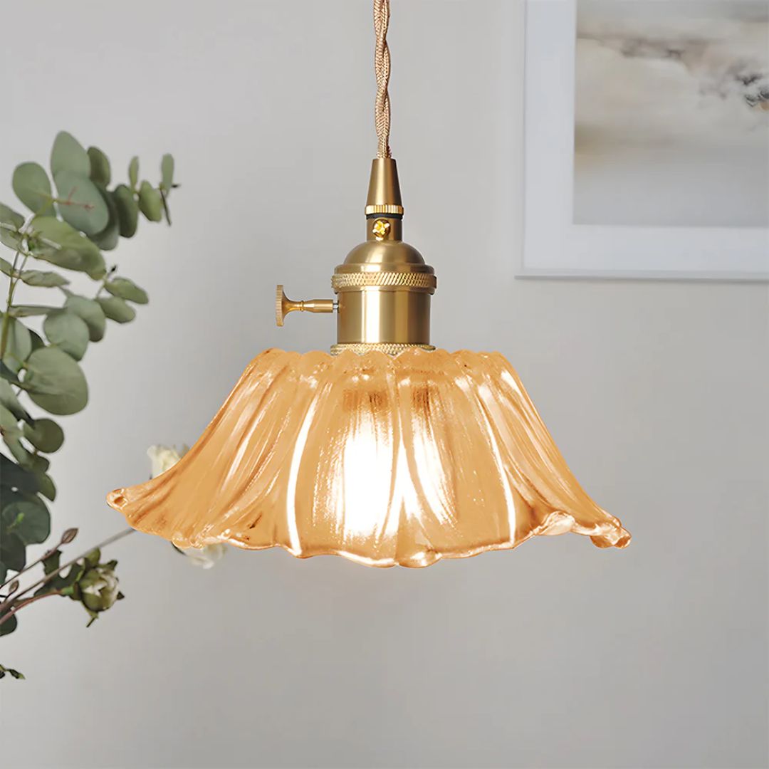Hangende bloemenlamp van sierglas