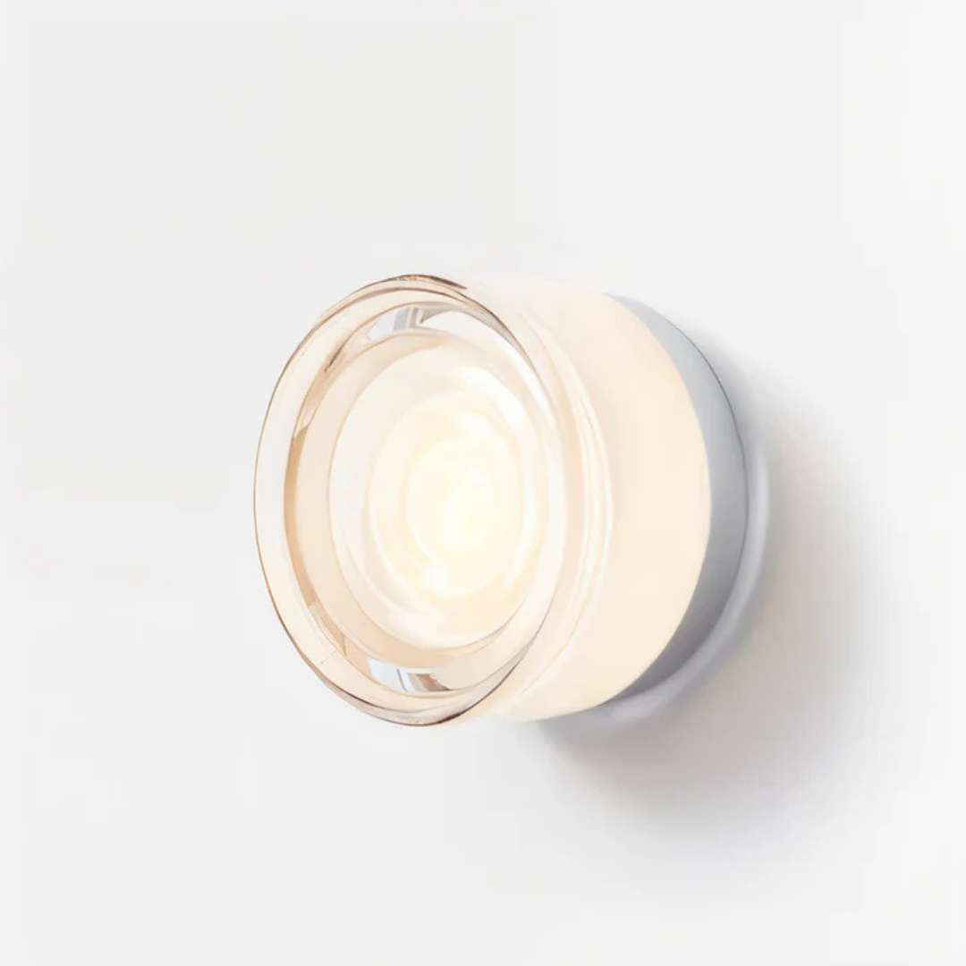 Moderne ronde wandlamp van glas met LED