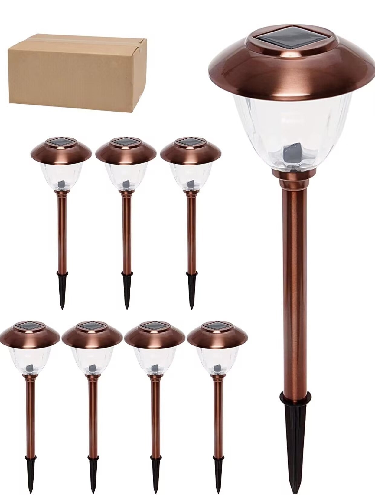 Ensemble solaire de 8 lampes de jardin en acier inoxydable