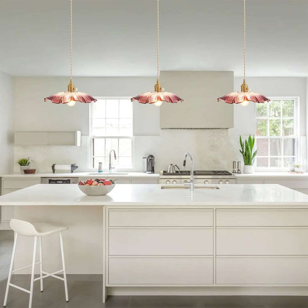 Hangende bloemenlamp van sierglas