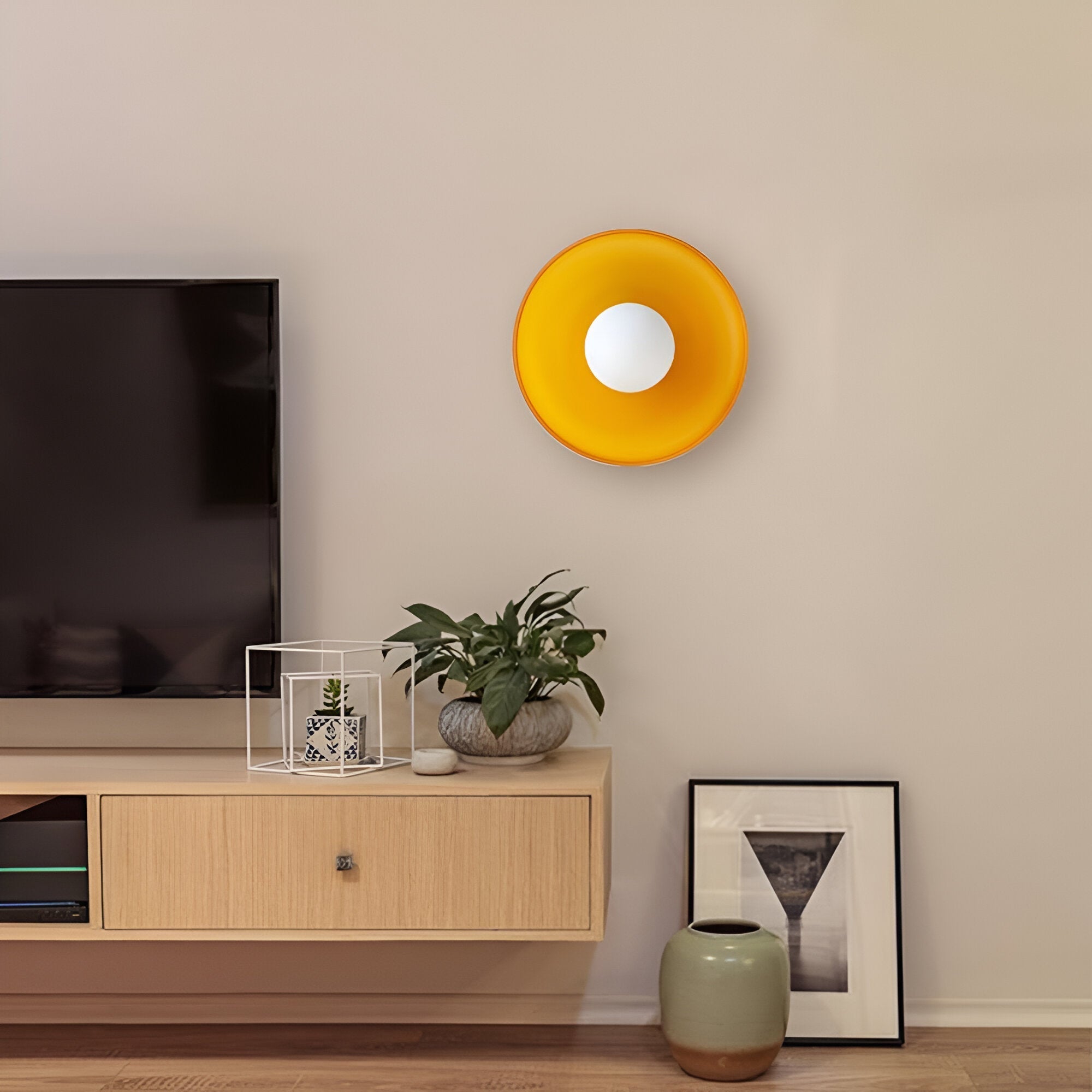 Lampe en verre à DEL en forme de disque pour mur ou plafond