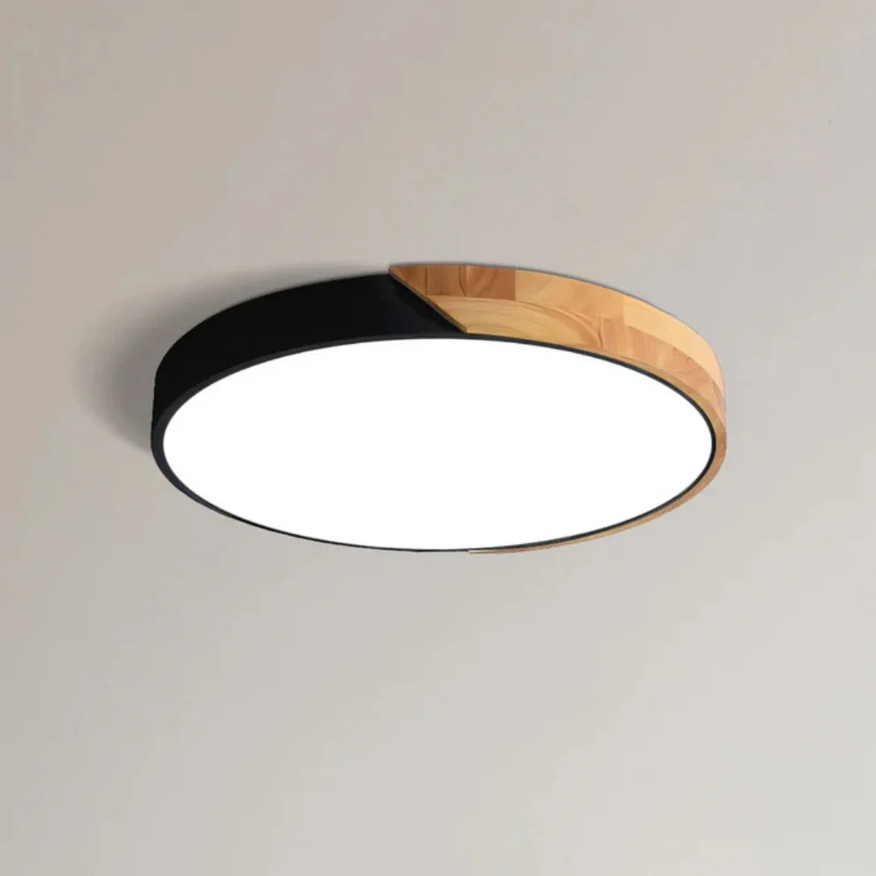 Scandinavische houten ronde LED plafondlamp