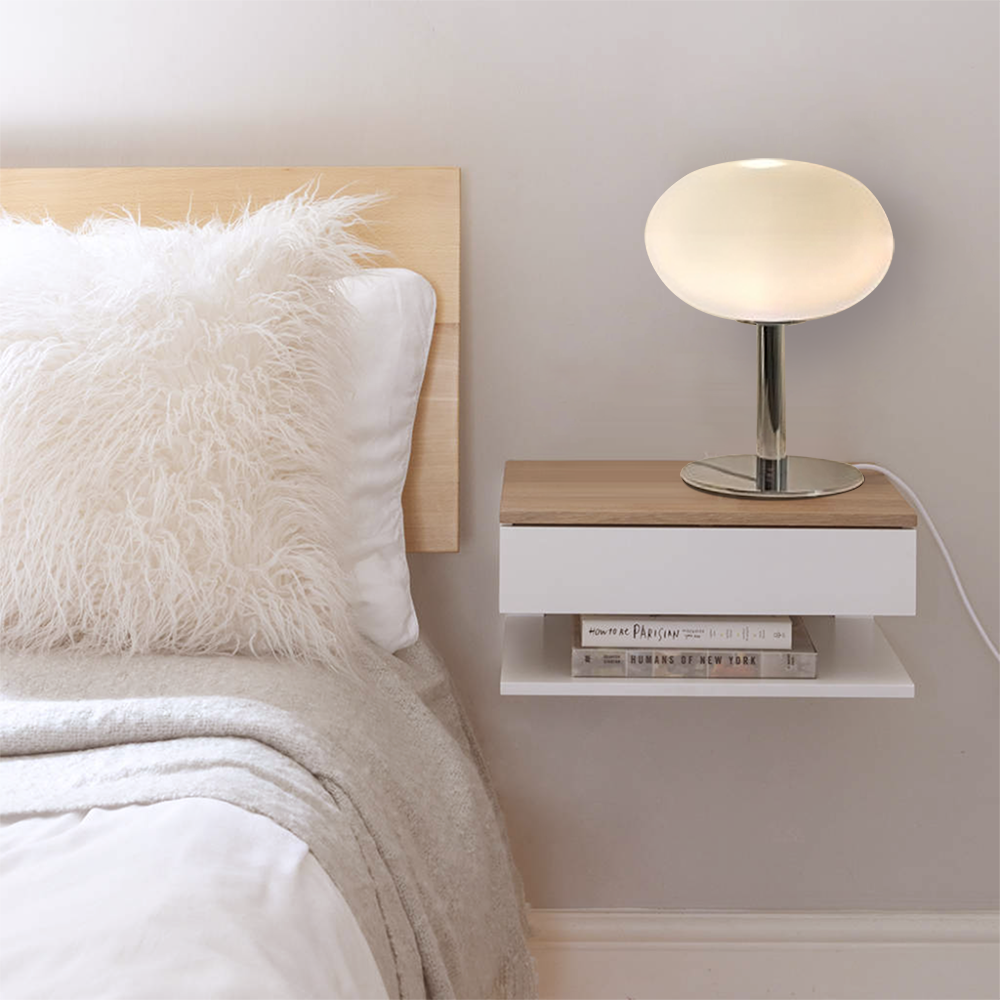 Glazen tafellamp Bauhaus met roze kap