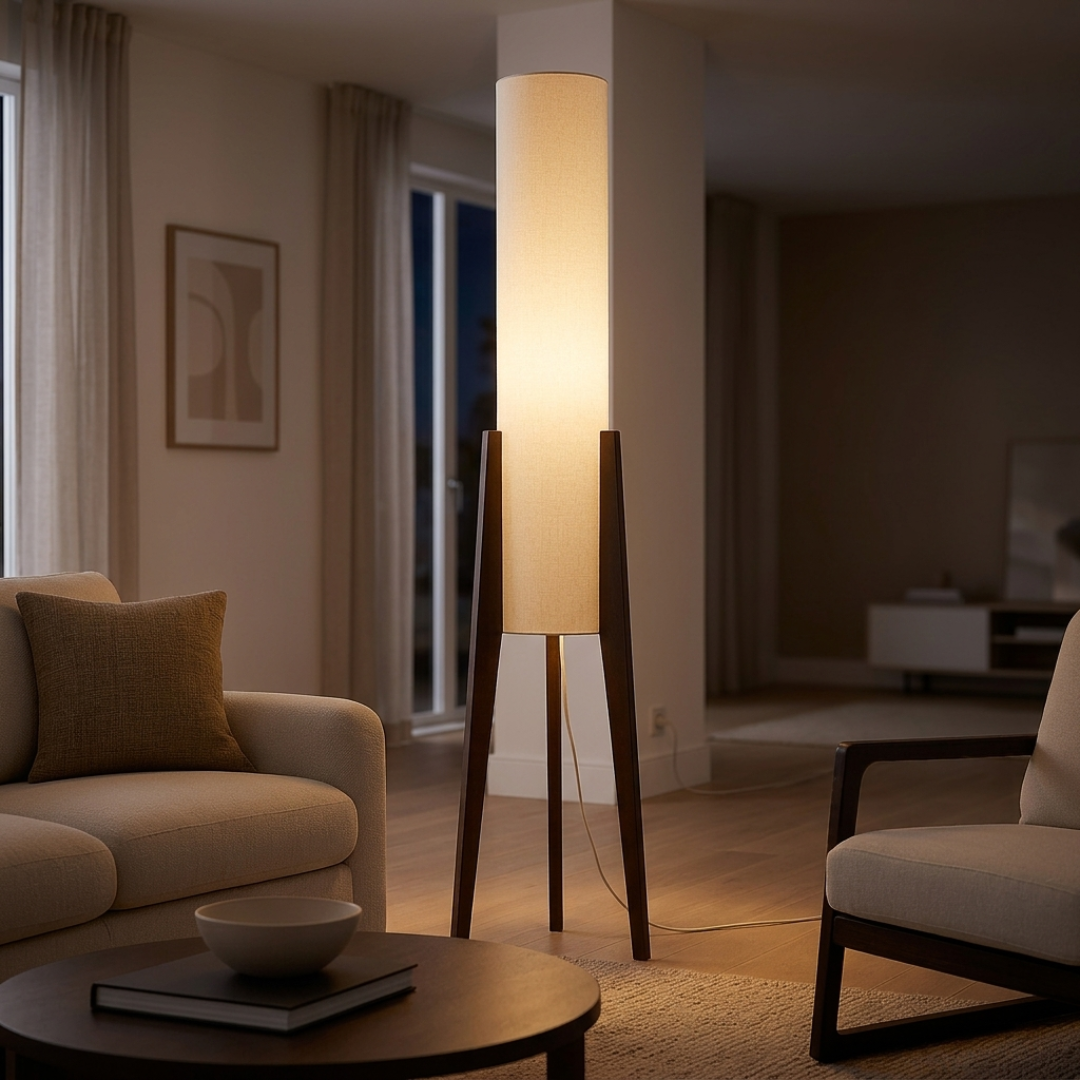 Noa – Designerska lampa podłogowa z drewna
