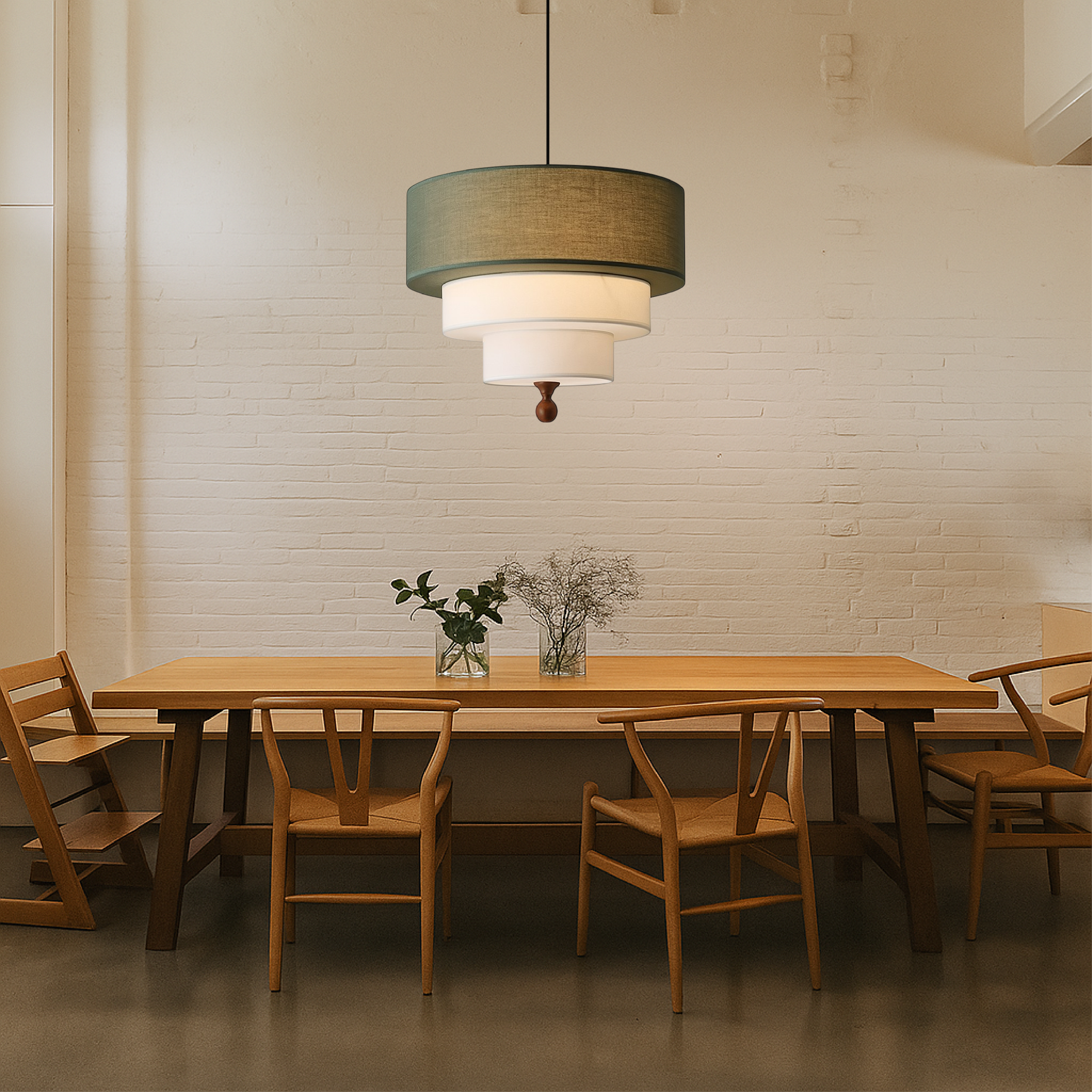 Minimalistyczne lampy wiszące z abażurem jedwabnym i podszewką bawełnianą