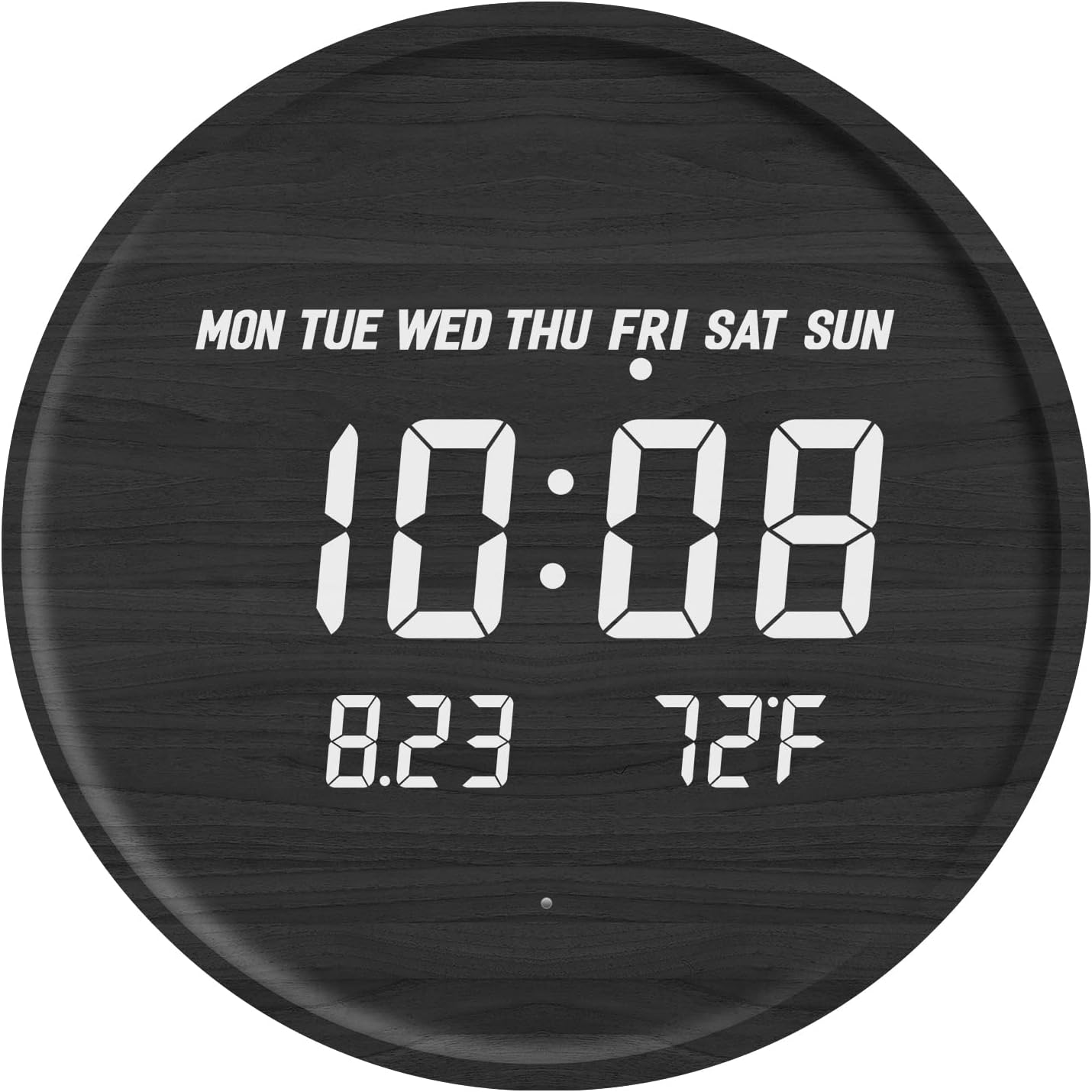 Okrągły zegar ścienny LED z datą i temperaturą