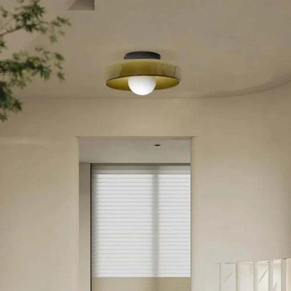 Lampe en verre à DEL en forme de disque pour mur ou plafond