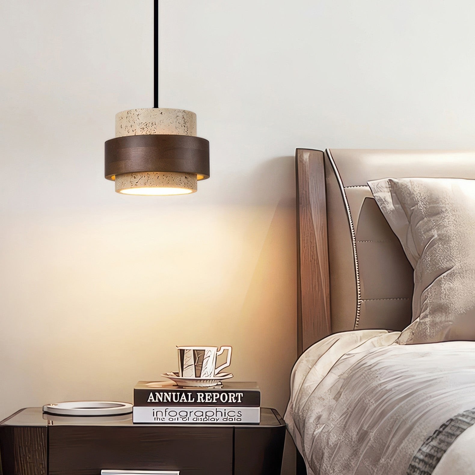 Wisiorek Wabi-Sabi z trawertynu w stylu retro