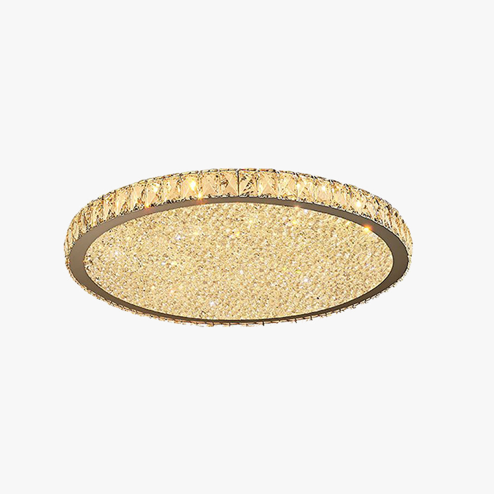 Lampe de plafond ronde avec abat-jour en cristal