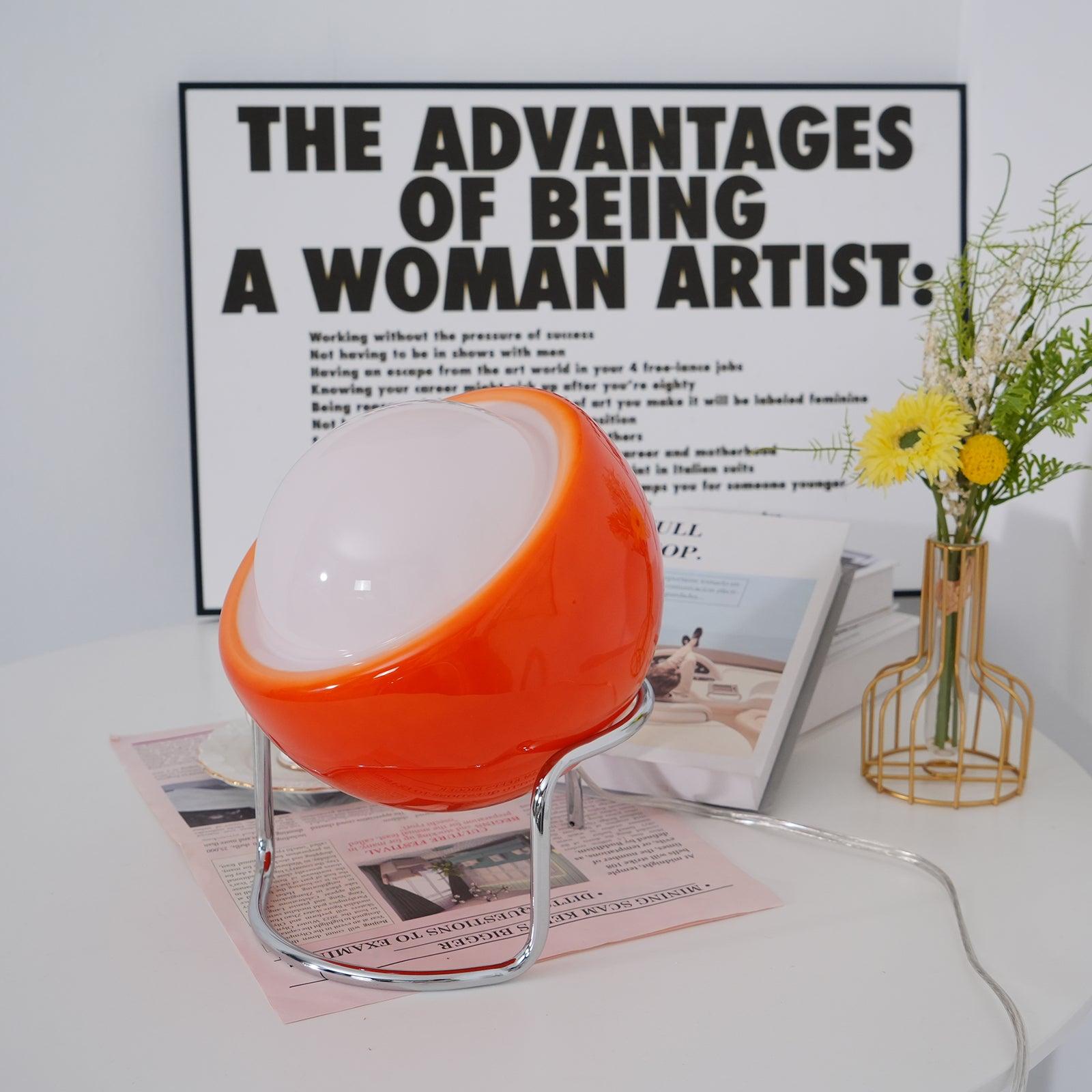 Lampe de table en métal et verre de style architectural Bauhaus