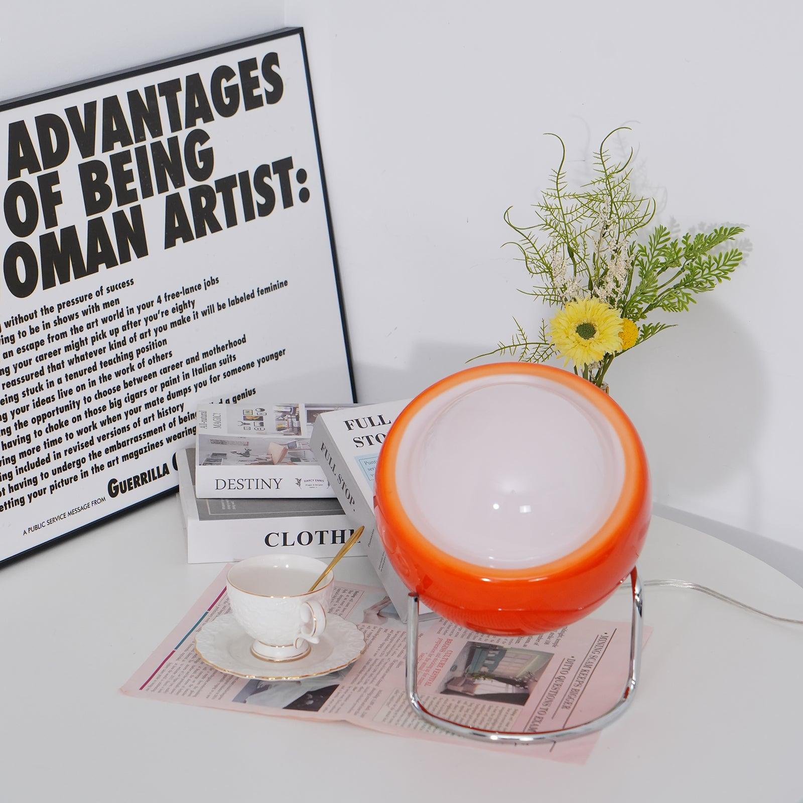 Lampe de table en métal et verre de style architectural Bauhaus