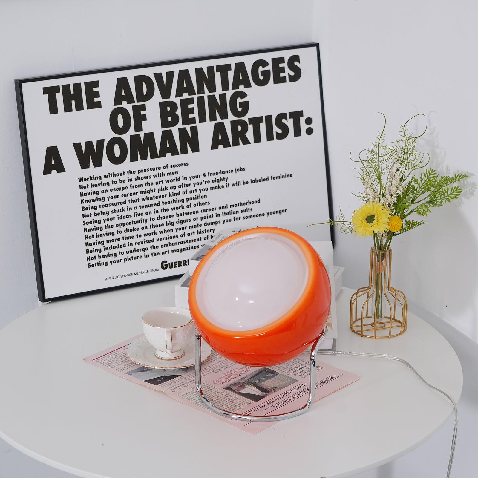 Lampe de table en métal et verre de style architectural Bauhaus