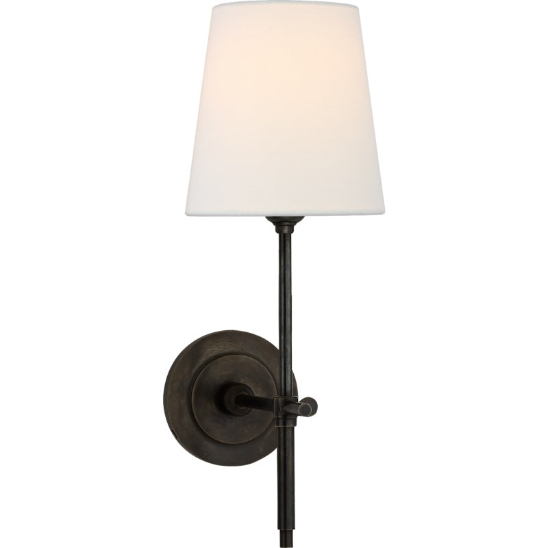 Lampe murale avec bras en métal et abat-jour en tissu
