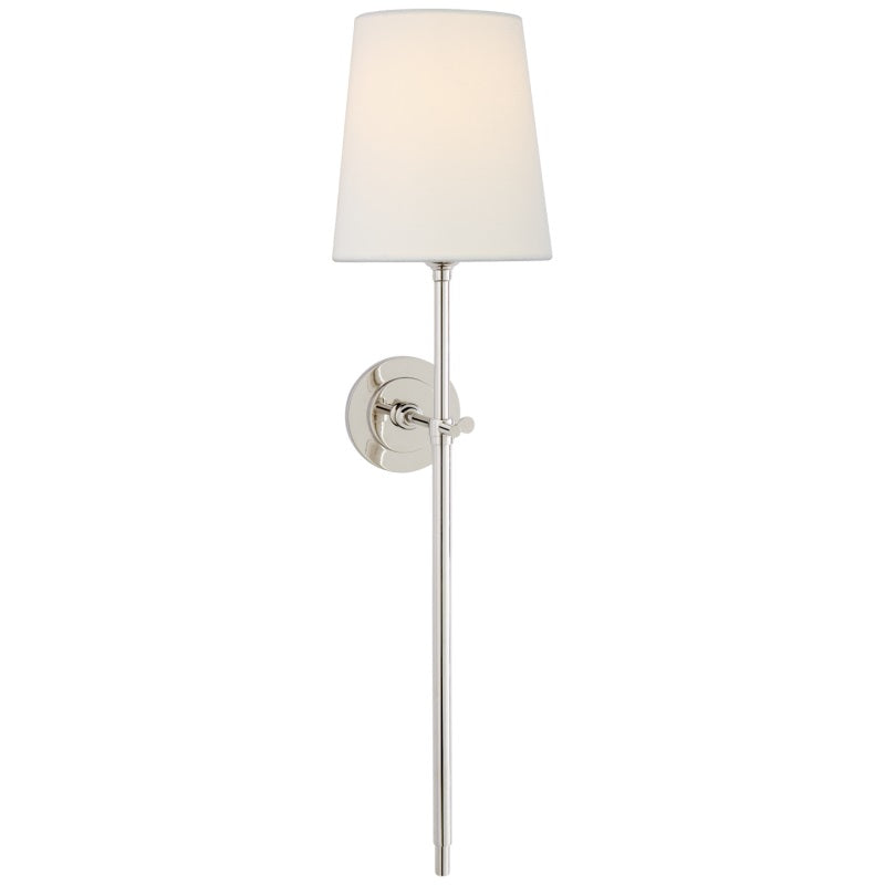 Lampe murale avec bras en métal et abat-jour en tissu
