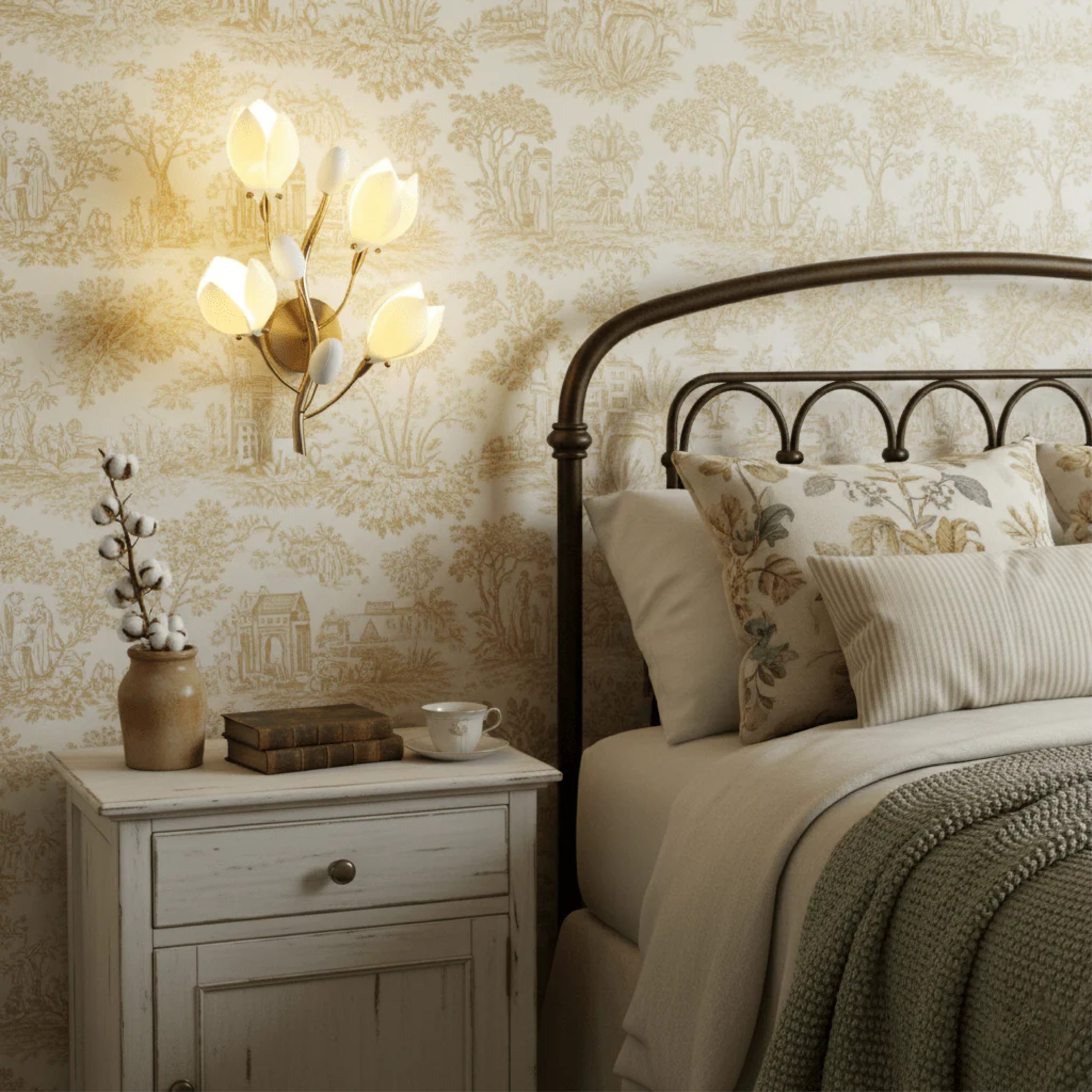 Estetyczna ceramiczna lampa ścienna w kształcie kwiatu