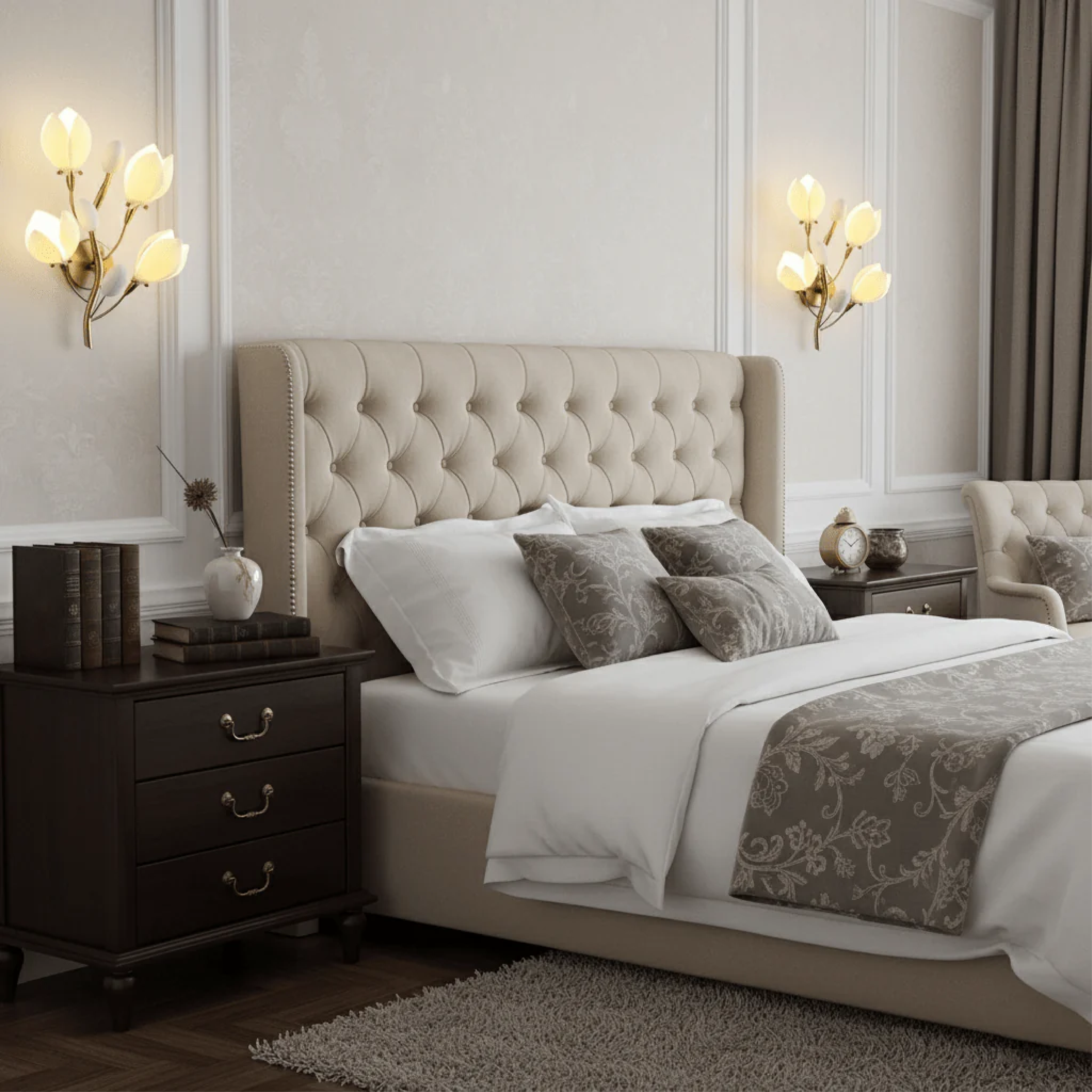 Estetyczna ceramiczna lampa ścienna w kształcie kwiatu