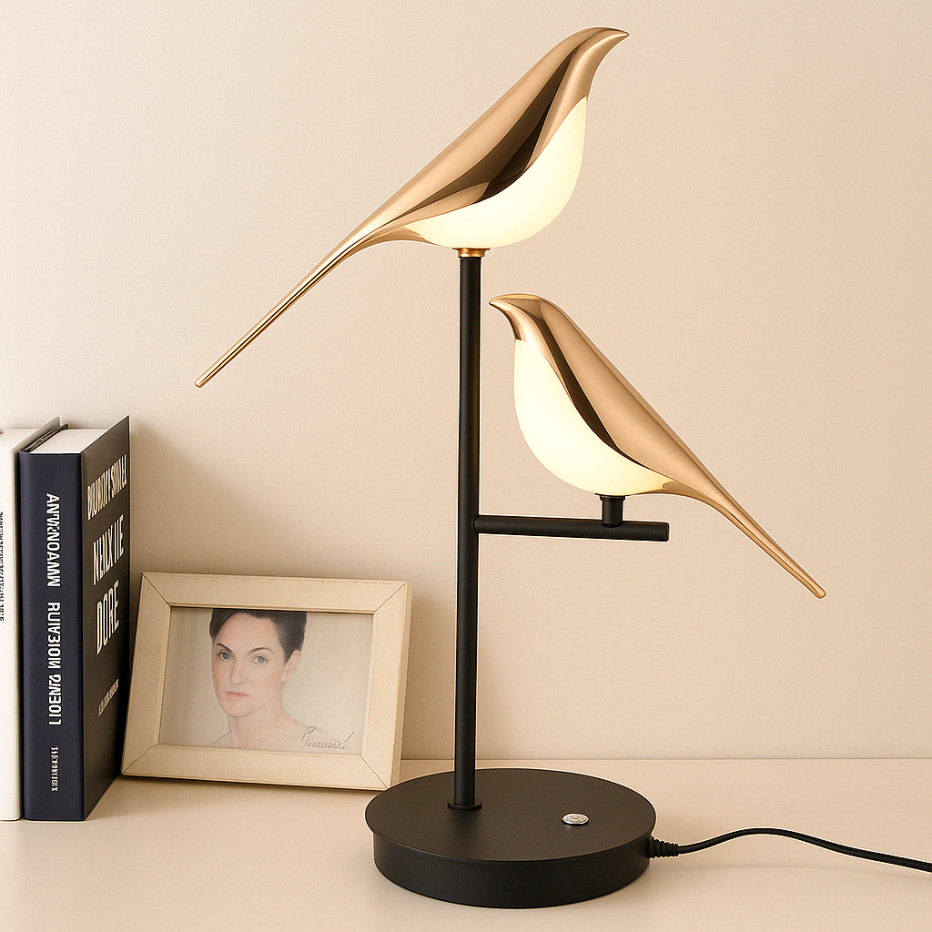 Wyjątkowa elegancka lampa stołowa Mrbird