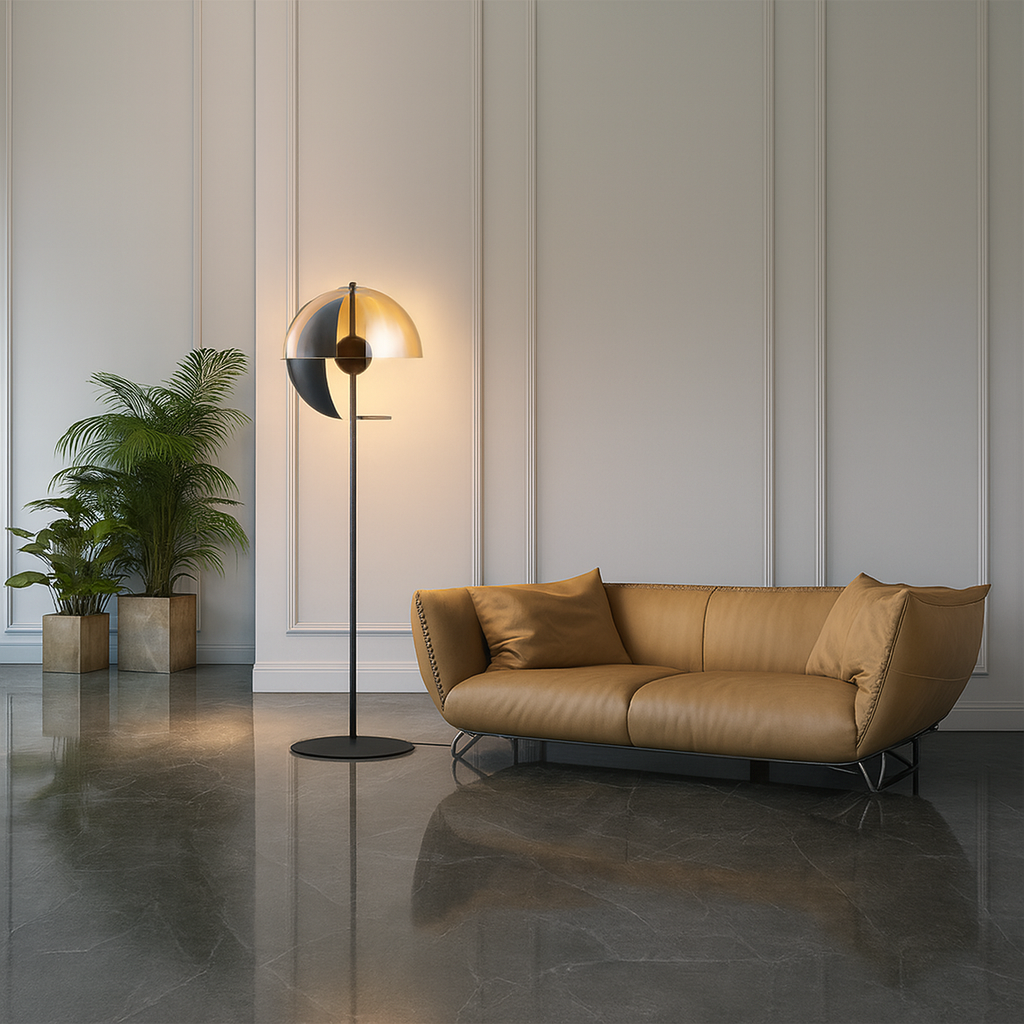 Lampe sur pied moderne en verre fumé – DEL