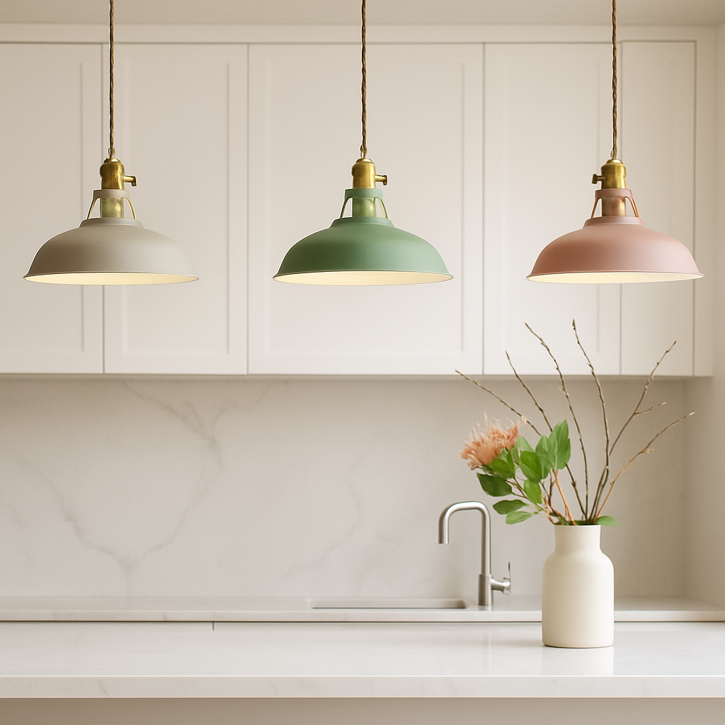 Industriële gekleurde hanglamp LED met metalen kap