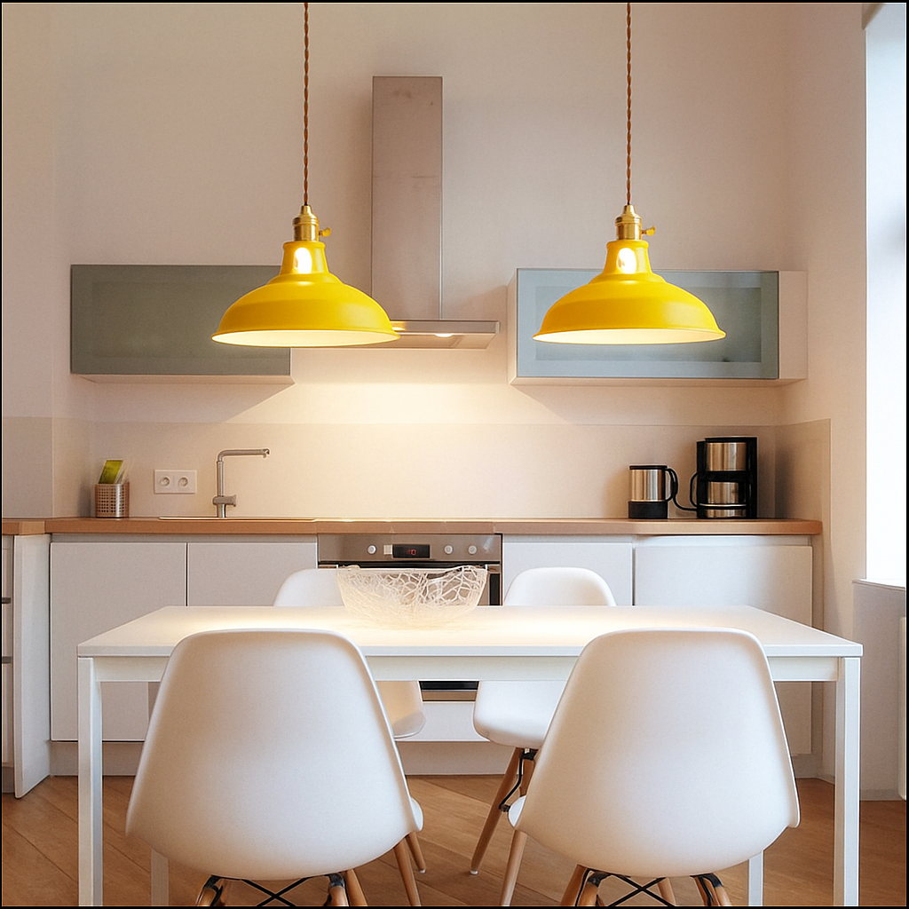 Industriële gekleurde hanglamp LED met metalen kap