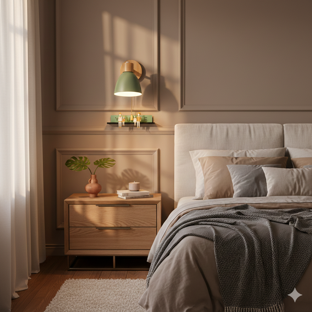 Moderne minimalistische wandlamp LED in kegelvorm van hout