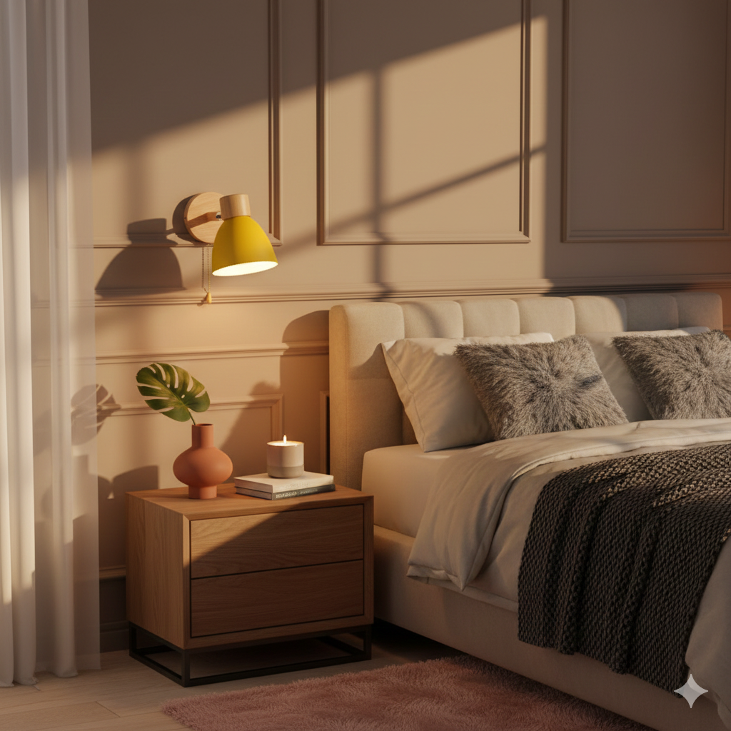 Moderne minimalistische wandlamp LED in kegelvorm van hout