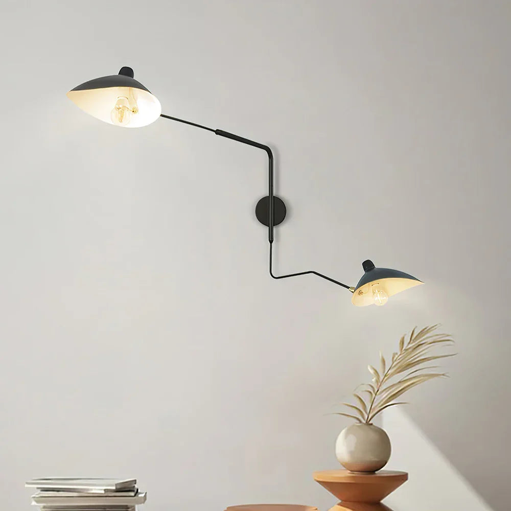 Verstelbare wandlamp met dubbele arm