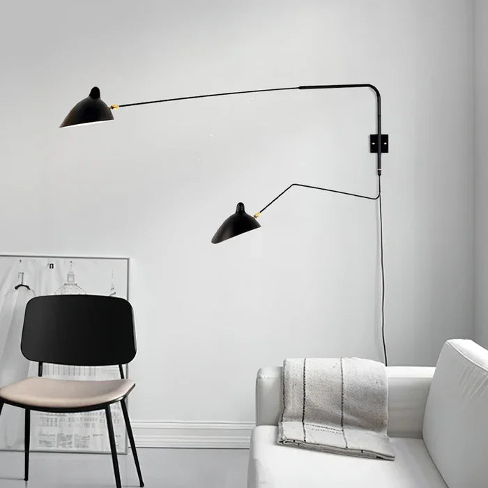 Verstelbare wandlamp met dubbele arm
