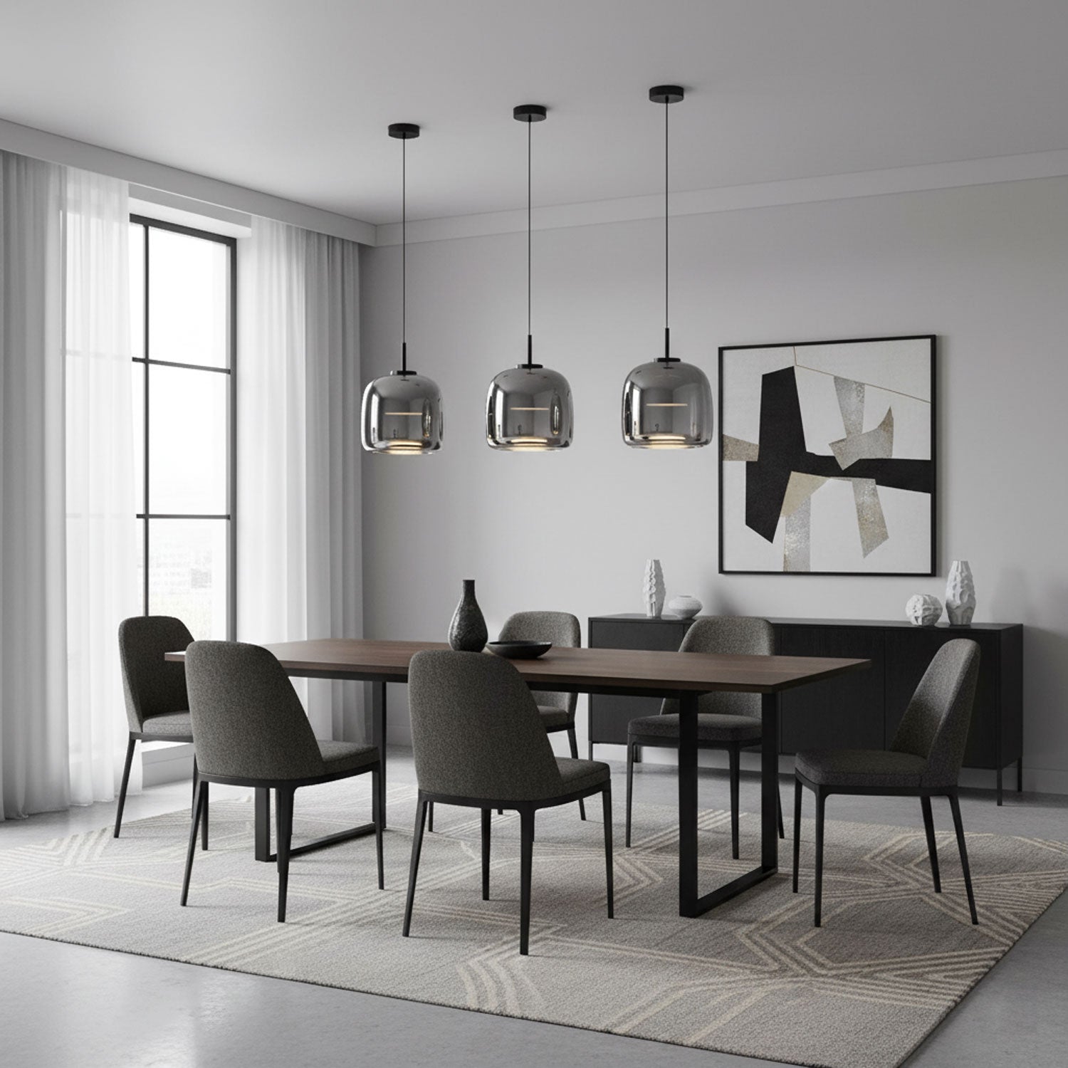 Moderne hanglamp met LED van getint glas