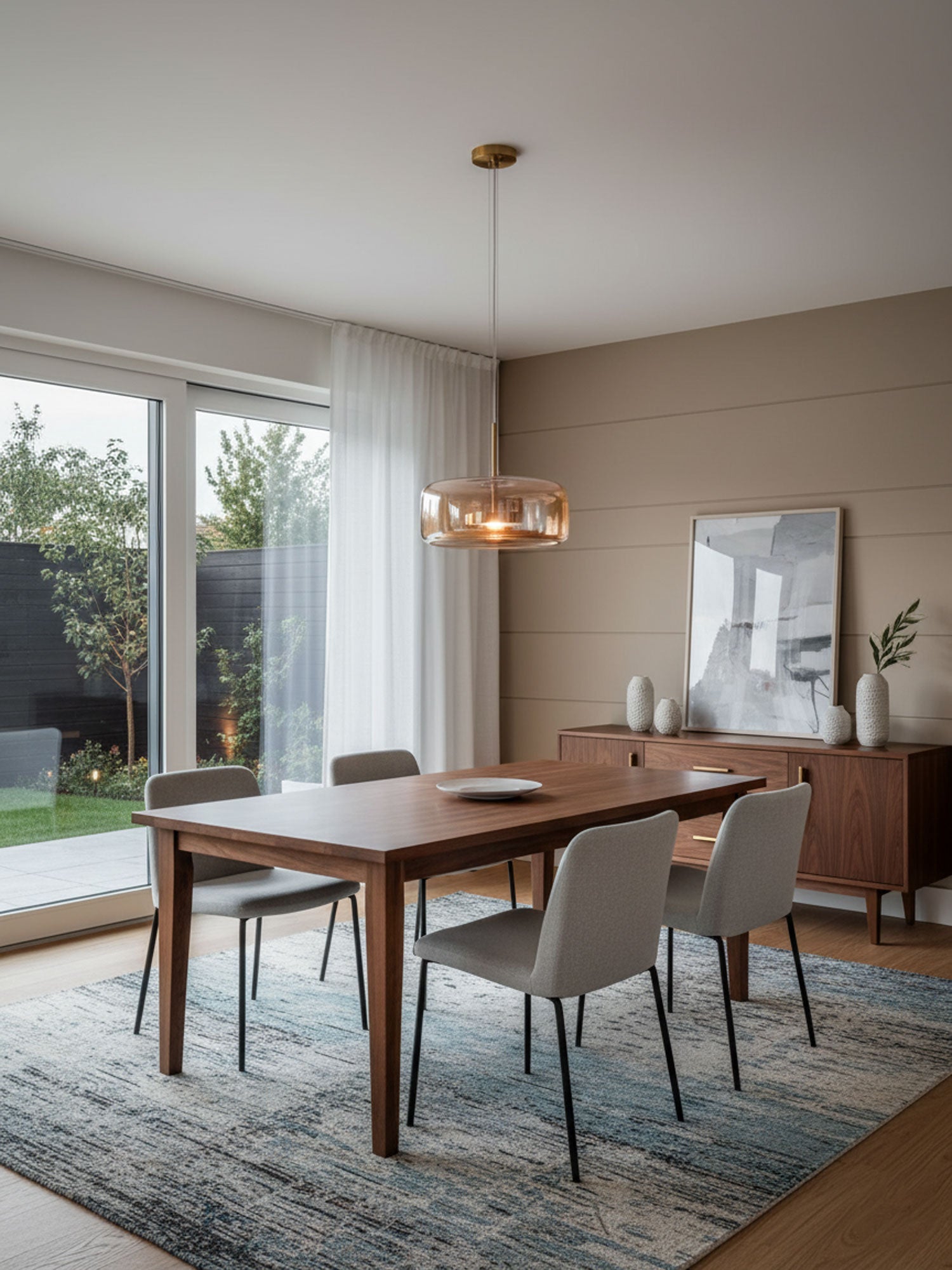 Moderne hanglamp met LED van getint glas