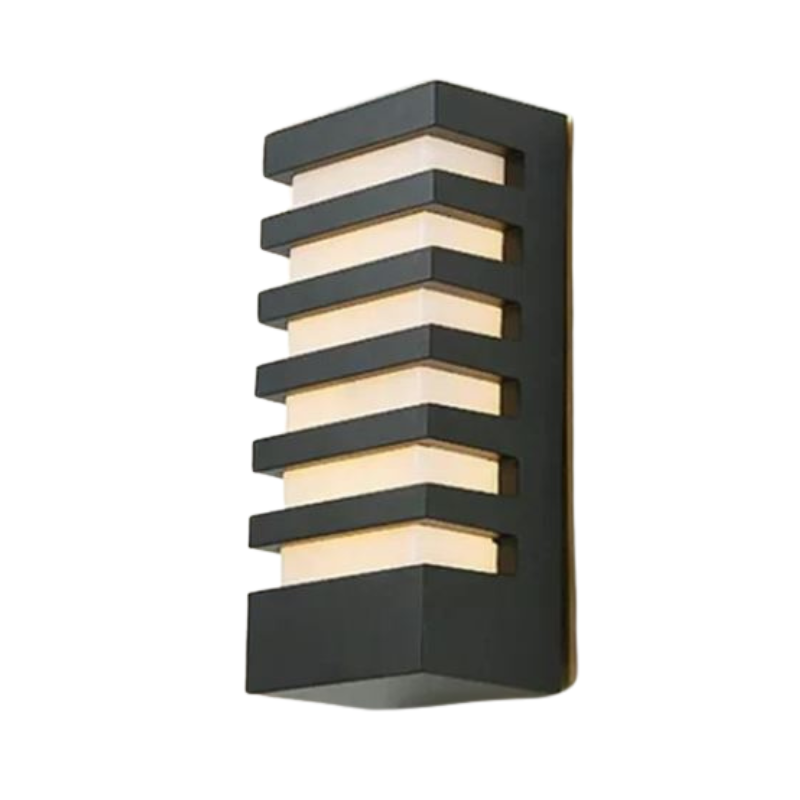 Lampe murale extérieure à LED avec face avant lumineuse en bande