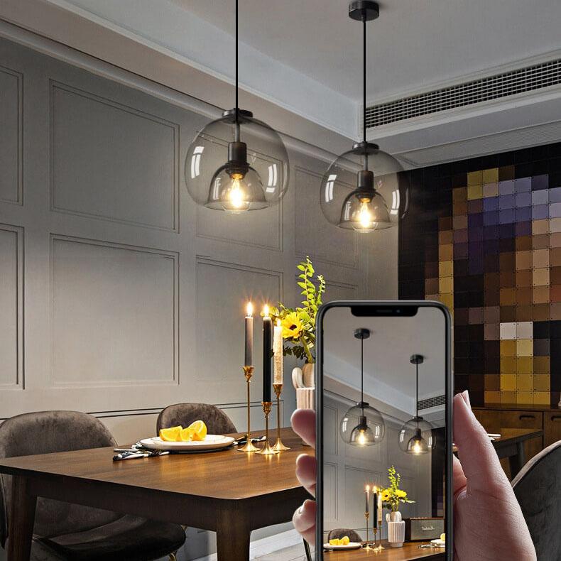 Lampe suspendue minimaliste en verre fumé