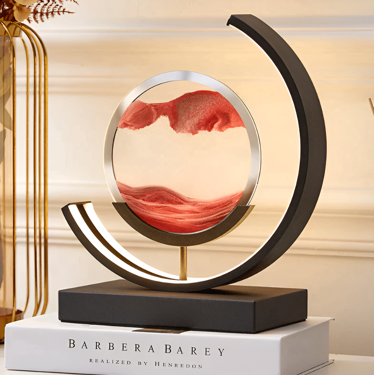 Okrągła lampa piaskowa LED z pilotem