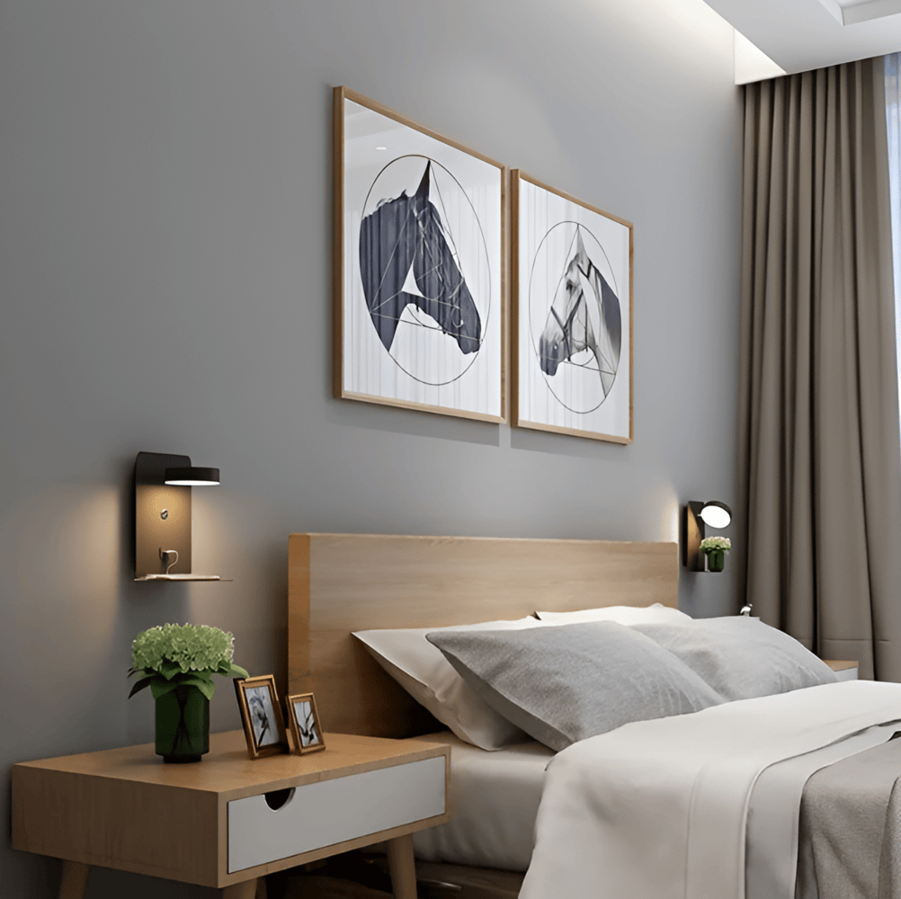 Lampe murale de chevet en aluminium avec port de chargement