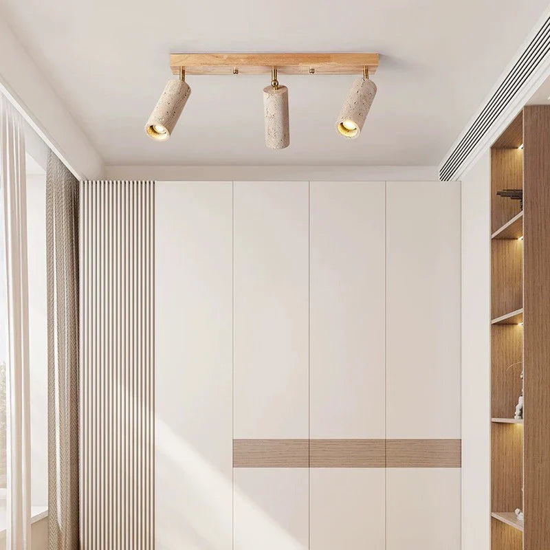 Lampe de plafond ponctuelle en travertin de style wabi-sabi