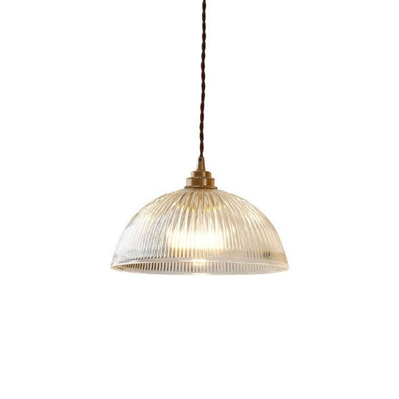 Moderne hanglamp van geribbeld doorzichtig glas