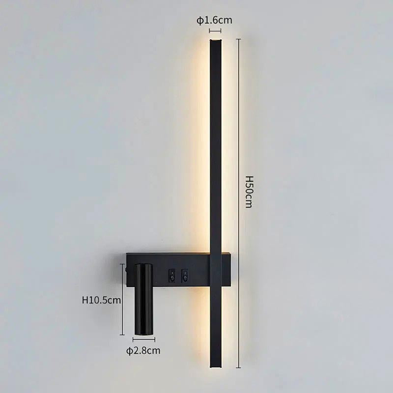 Kinkiet LED z regulowanym reflektorem i listwą świetlną