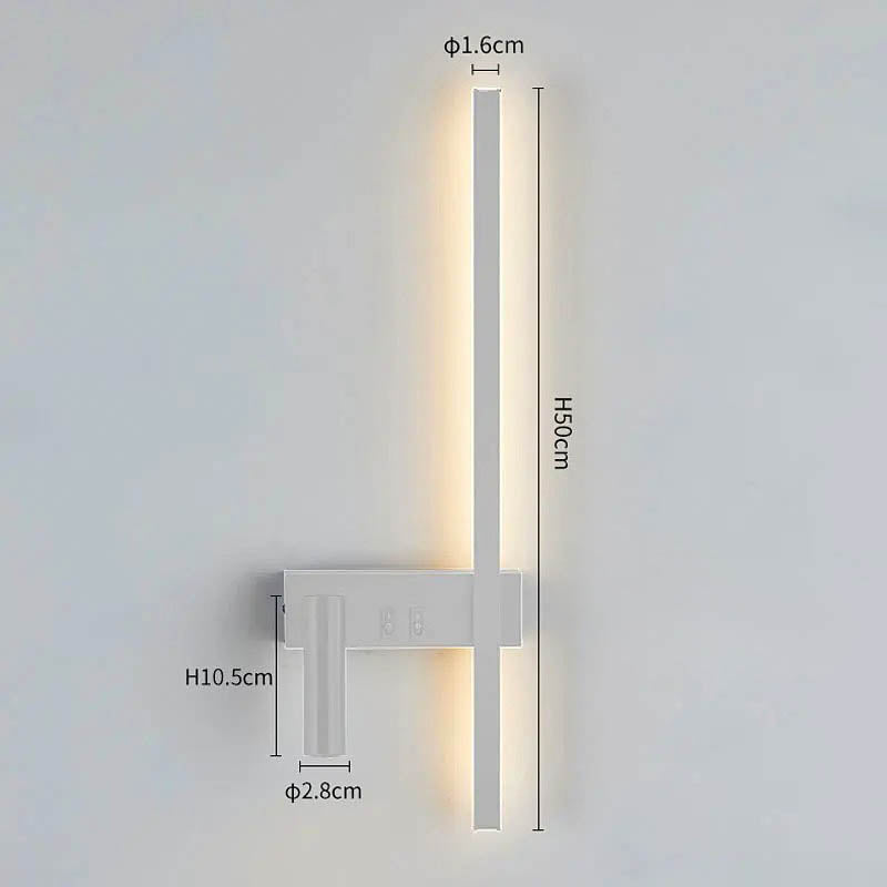 Kinkiet LED z regulowanym reflektorem i listwą świetlną