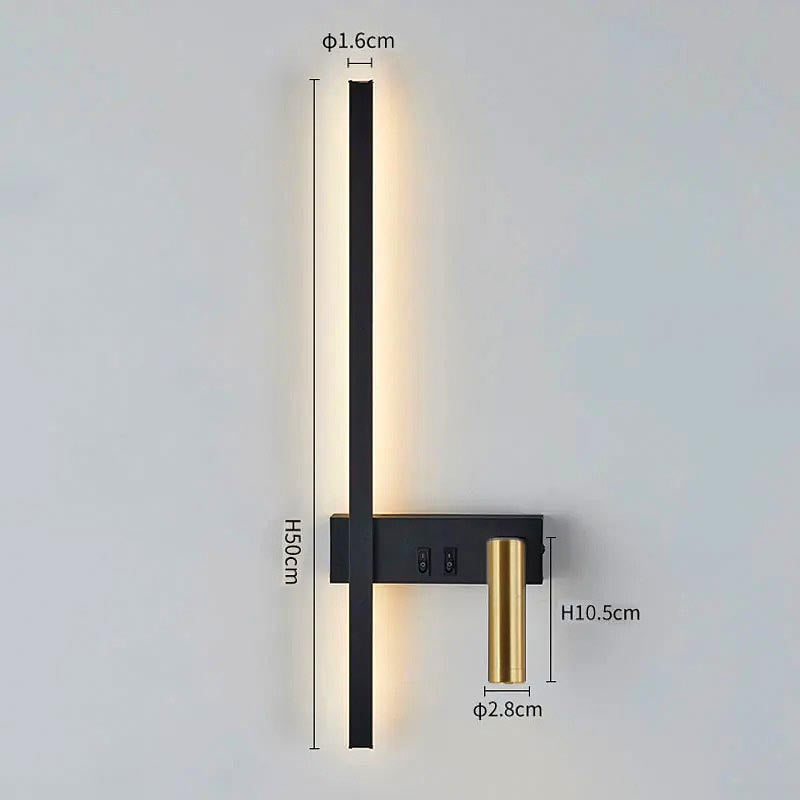 Kinkiet LED z regulowanym reflektorem i listwą świetlną