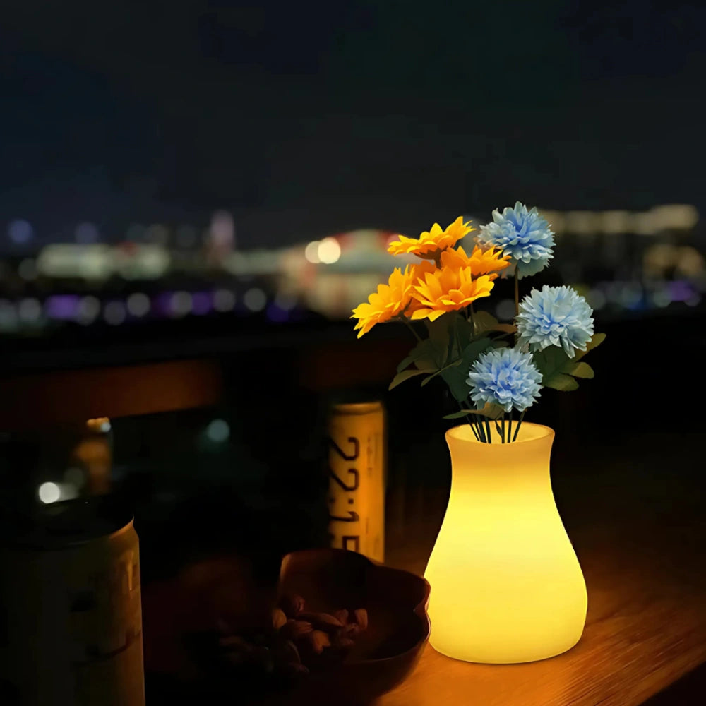 Vase de table éclairé à forme lumineuse arrondie