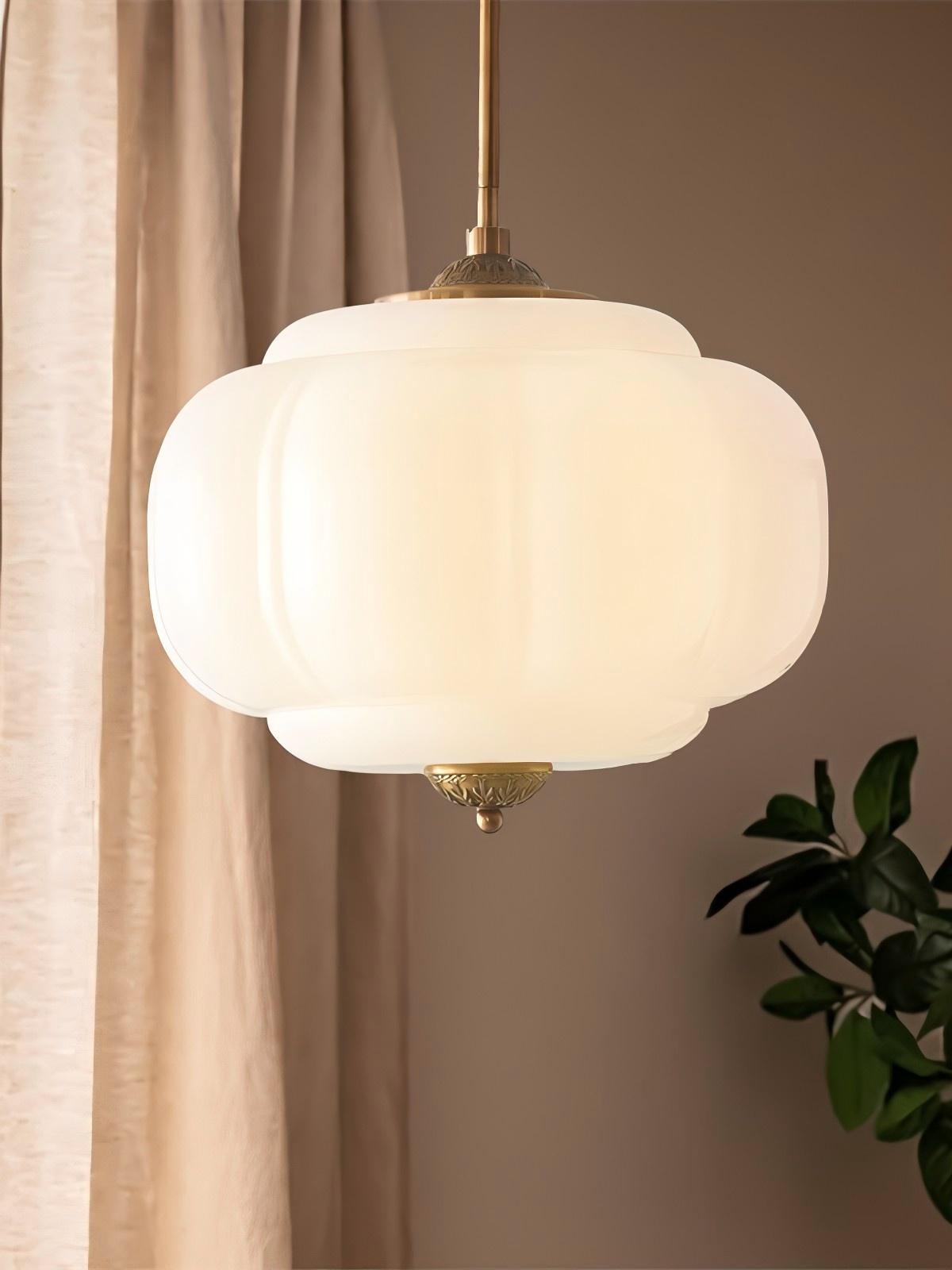 Lampa wisząca w kształcie dyni w stylu vintage, półpłaska, szklana